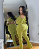 Wholesale Women Off Shoulder Two Piece Pant Set S-XXL