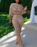 Wholesale Women Off Shoulder Two Piece Pant Set S-XXL