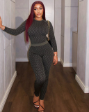 Long Sleeve Printed Women Autumn Two Piece Pant Set S-L