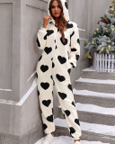 Love Heart Women Long Sleeve Xmas Jumpsuit S-2XL