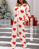 Love Heart Women Long Sleeve Xmas Jumpsuit S-2XL