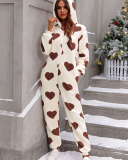 Love Heart Women Long Sleeve Xmas Jumpsuit S-2XL