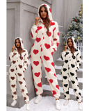 Love Heart Women Long Sleeve Xmas Jumpsuit S-2XL