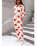 Love Heart Women Long Sleeve Xmas Jumpsuit S-2XL