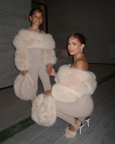 Off Shoulder Women Fur Jumpsuit S-L