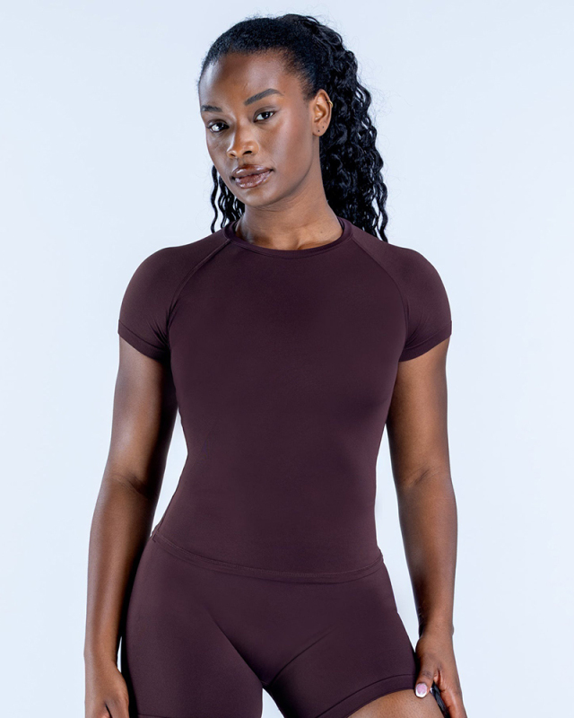 OEM Solid Color Short Sleeve Women Yoga T Shirt XS-L