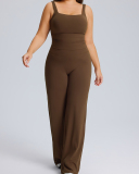 Plus Size Yoga Two Piece Wide Leg Pant Set S-3XL