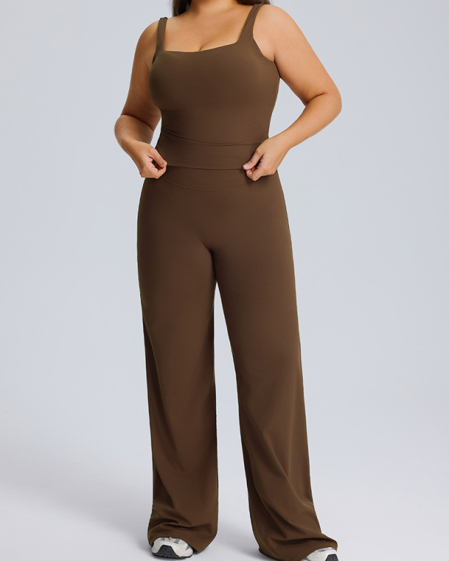 Plus Size Yoga Two Piece Wide Leg Pant Set S-3XL