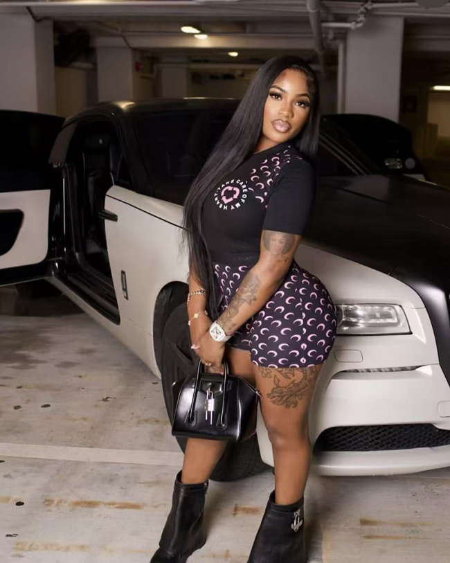 Black Printed Women Summer Two Piece Short Set S-XL