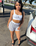 White Printed Summer Two Piece Short Set S-XL