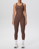 OEM Printed Logo Solid Color Women Sporty Two Piece Yoga Set Pant Set S-XL