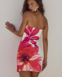 Strapless Printed Women Summer Short Mini Dress S-L