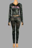 Long Sleeve Printed Women Causal Two Piece Pant Set S-L