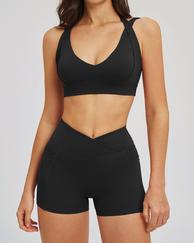 OEM Wholesale Logo Printed Women Sport Yoga Bra With Shorts S-XL