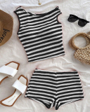 Stripe Knitted Women 2 Piece Summer Set S-XL