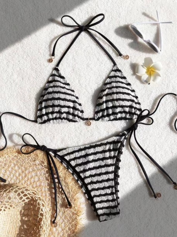 Stripe Printed Women Cute Bikini Set S-L