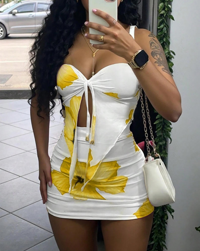 Vacation Printed Women Summer Skirt Set XS-XL