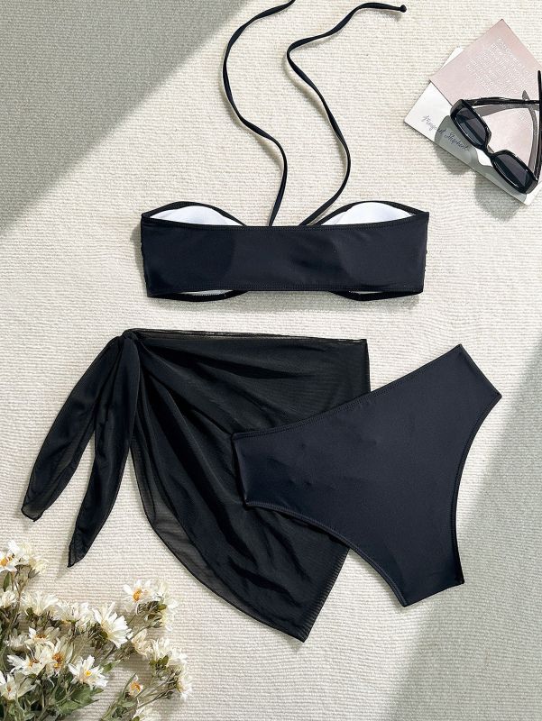 Halter Neck 3 Piece Set Women Beach Swimwear S-XL