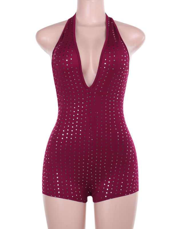 Deep V-neck Women Wholesale Summer Jumpsuit S-L