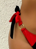Colorblock Black and Red Women Bikini Set XS-XL