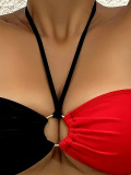 Colorblock Black and Red Women Bikini Set XS-XL