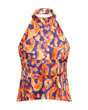 Women Sleeveless Flowered Halter Neck Sexy Vest S-L