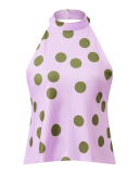 Women Sleeveless Flowered Halter Neck Sexy Vest S-L