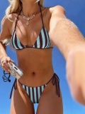 Stripe Printed New Arrival Beach Sexy Bikini Set S-L