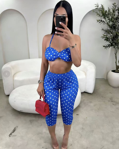 Women Polka Dots Cute Two Piece Skirt Set S-L
