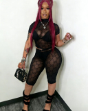 Black Two Piece Mesh Sexy Girl Set S-XL