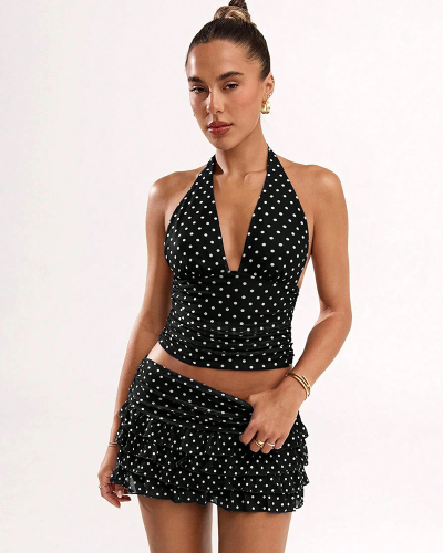 Printed Women High Fashion Two Piece Skirt Set S-XL
