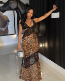 Sleeveless Leopard Women Long Dress S-L