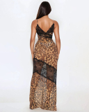 Sleeveless Leopard Women Long Dress S-L