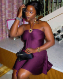 Halter Neck Women Purple Summer Dress S-L
