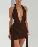 Deep V-neck Women Sexy Party Mini Dress S-L