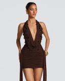 Deep V-neck Women Sexy Party Mini Dress S-L