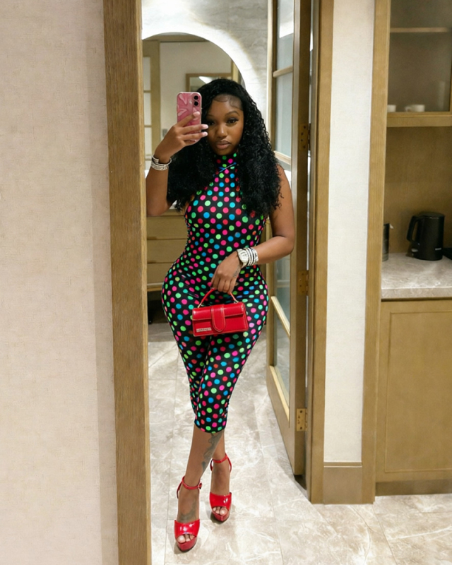 Polka Dot Printed Wholesale Hot Sale Women Jumpsuit S-XXL