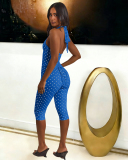 Polka Dot Printed Women Skinny Girl Two Piece Short Set S-XL