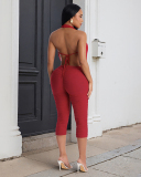 Mesh Open Back Women Summer Jumpsuit S-L