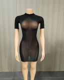 Short Sleeve Mesh Women Wholesale Dress One Size