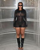 Long Sleeve Women Mesh Sexy Jumpsuit One Size