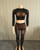 Transparent Women Two Piece Pant Set One Size