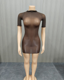Short Sleeve Mesh Women Wholesale Dress One Size