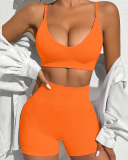 OEM Printed Logo Summer Yoga Two Piece Short Set S-XL
