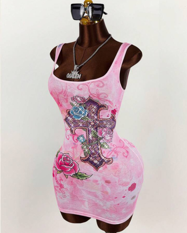New Arrival Printed Sleeveless Women Summer Dress S-XL