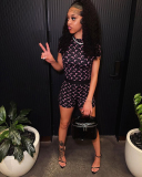 Black Printed Wholesale Women Summer Two Piece Set S-XL