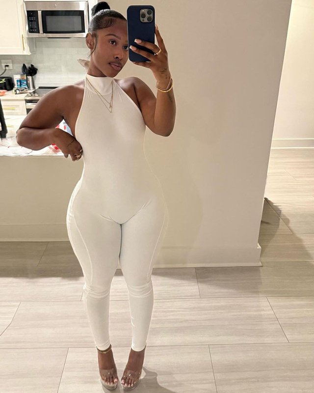 Backless Open Back Sleeveless Women Jumpsuit S-L