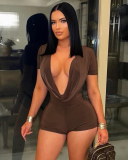 V-neck Wholesale Women Summer Short Jumpsuit S-L