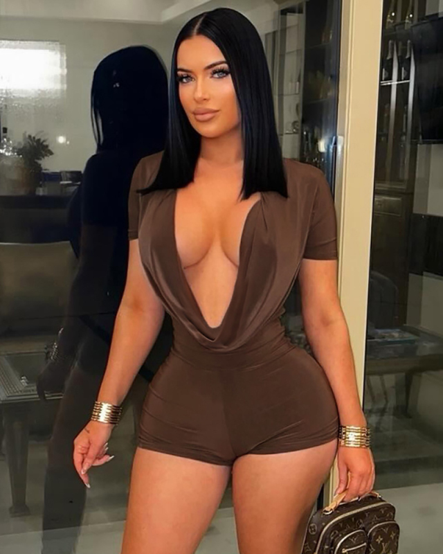 V-neck Wholesale Women Summer Short Jumpsuit S-L