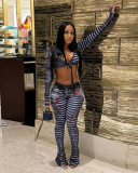 Women See Through Sexy Striped Two-piece Pants Sets S-L